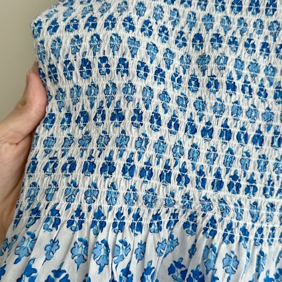 J. Crew Smocked Tie-Shoulder Tank Top, Blue and White, Size XS - Picture 12 of 16